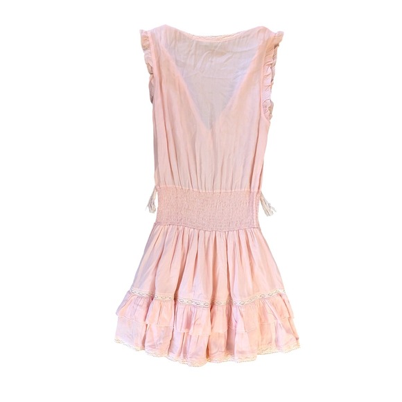 Melissa Odabash Women's Skyler Beach Dress Pink Smocked Waist Tassel Mini- S - Picture 4 of 9